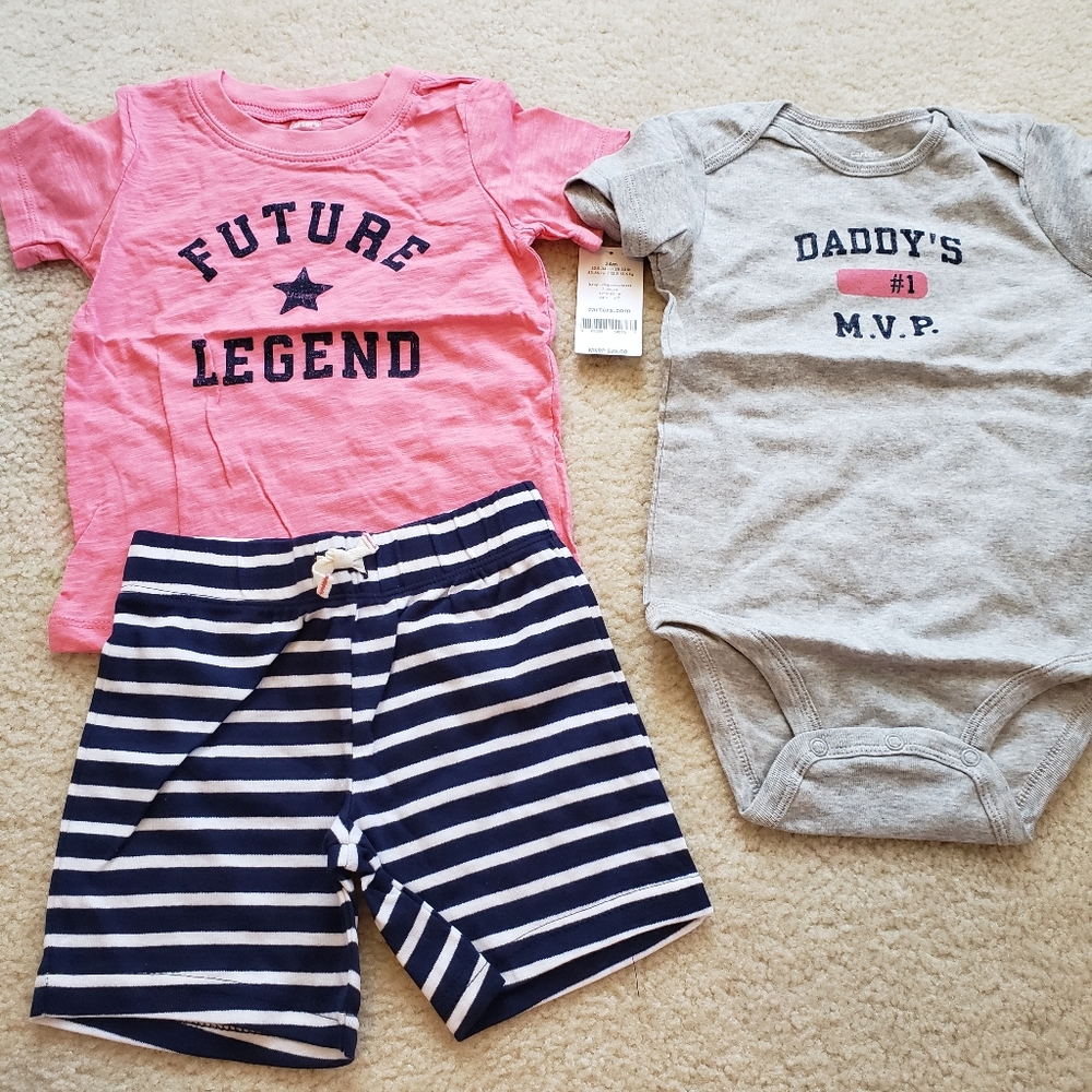 NWT Sz 18-24 Months Carter's 3 pc Pink & Blue 'Future Legend' outfit